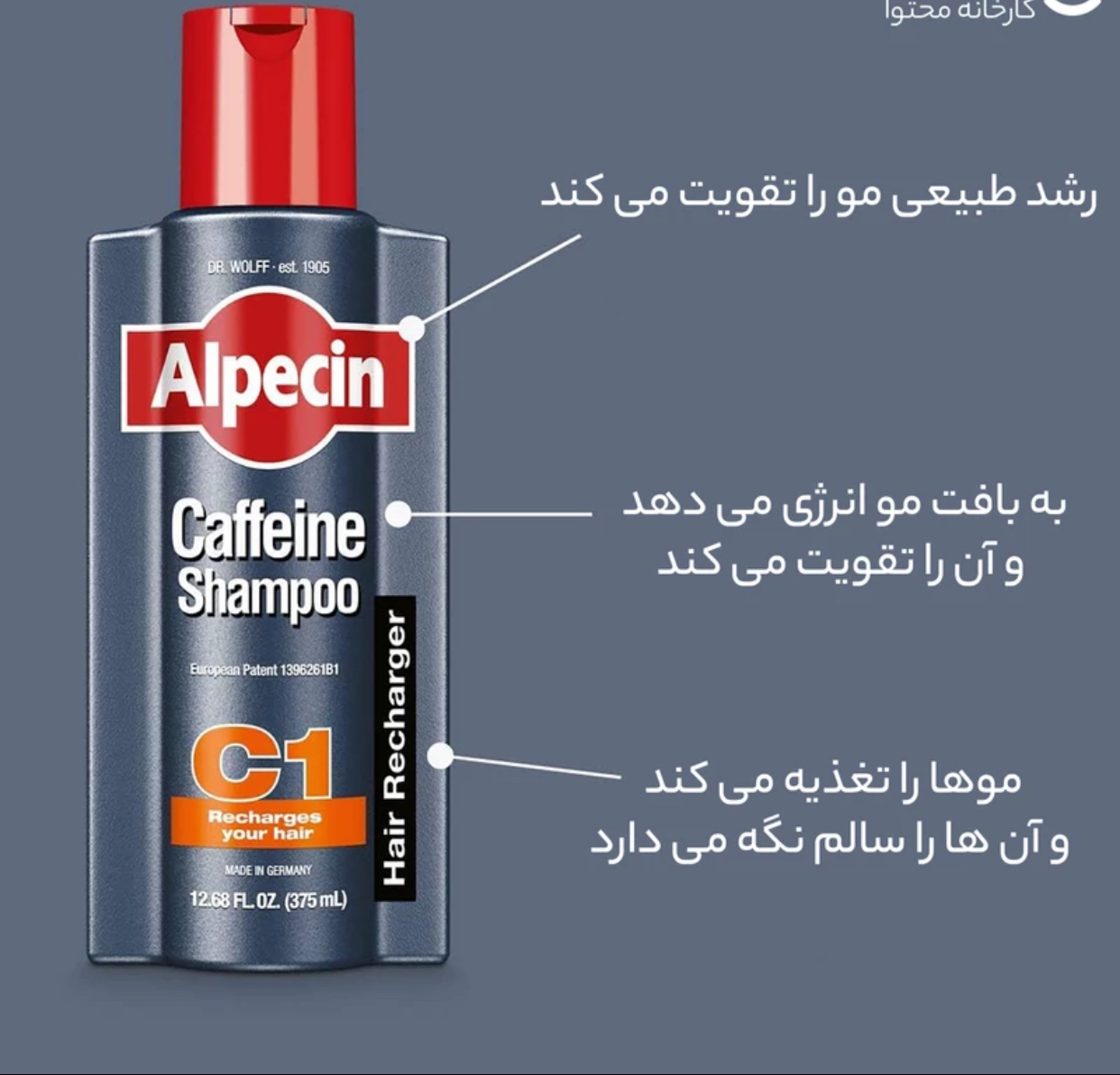 شامپو تقویت کننده و ضد ریزش مو آلپسین مدل Caffeine C1