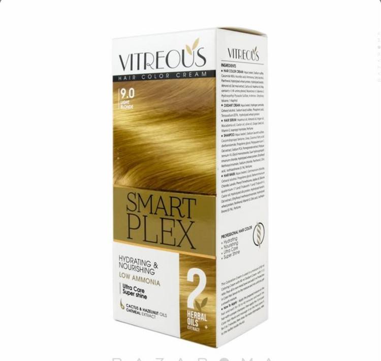 کیت رنگ مو ویتروس VITREOUS شماره ۹/۰ بلوند روشن