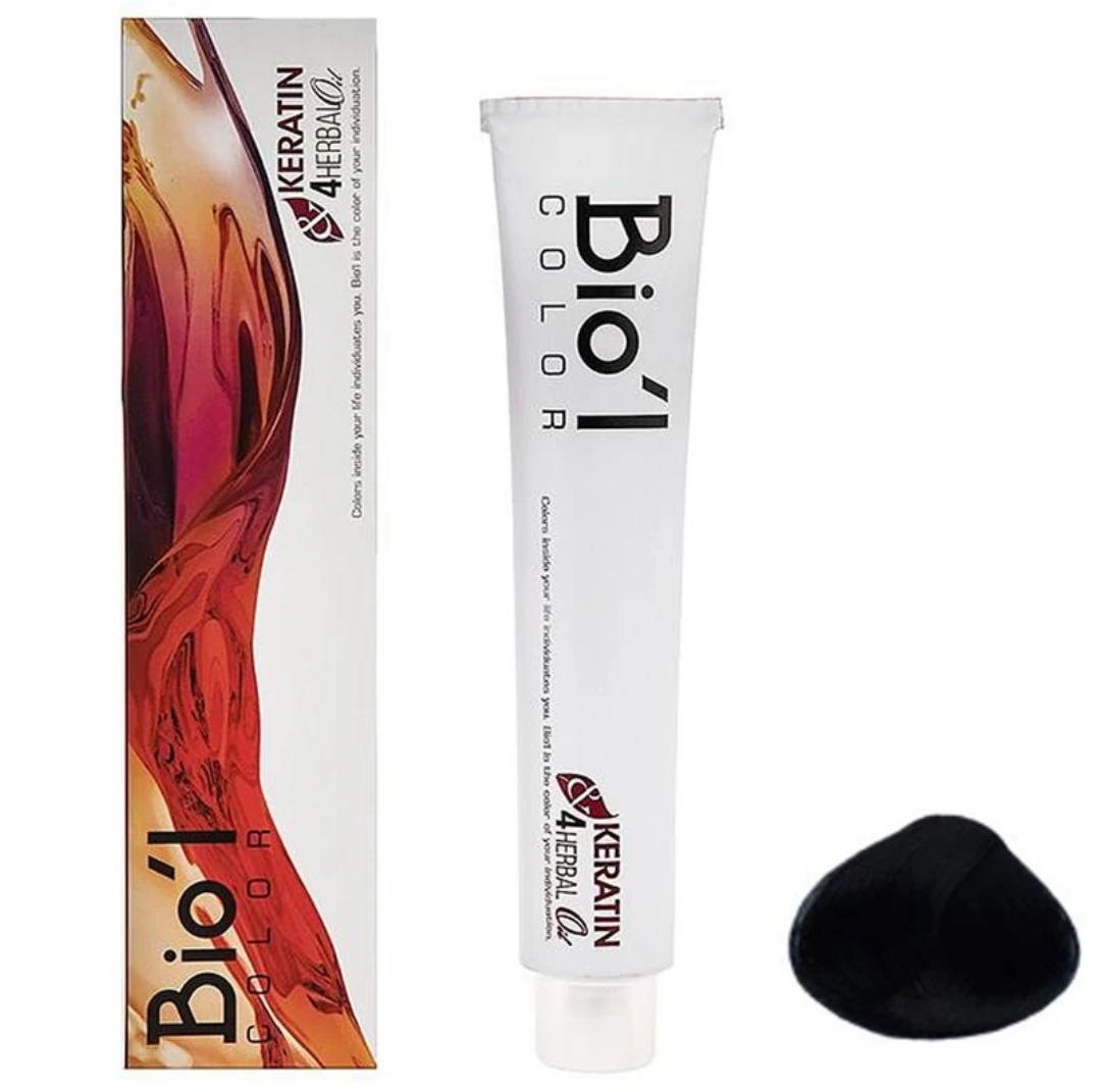 رنگ مو بیول Biol شماره 1.1 مشکی پرکلاغی حجم ۱۰۰ میلی‌لیتر