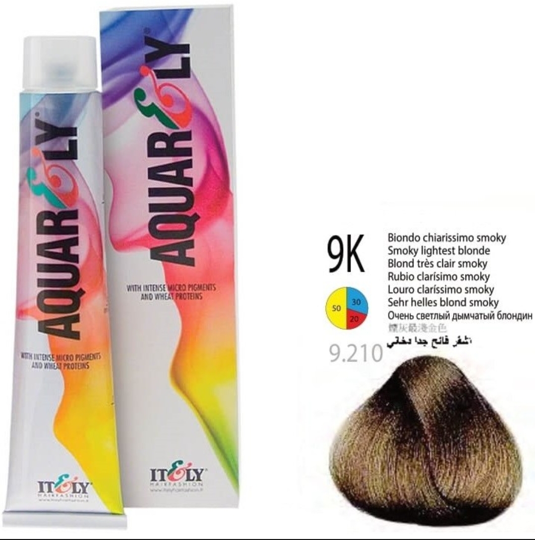 رنگ موی آکوارلی بلوند دودی خیلی روشن شماره Aquarely 9K